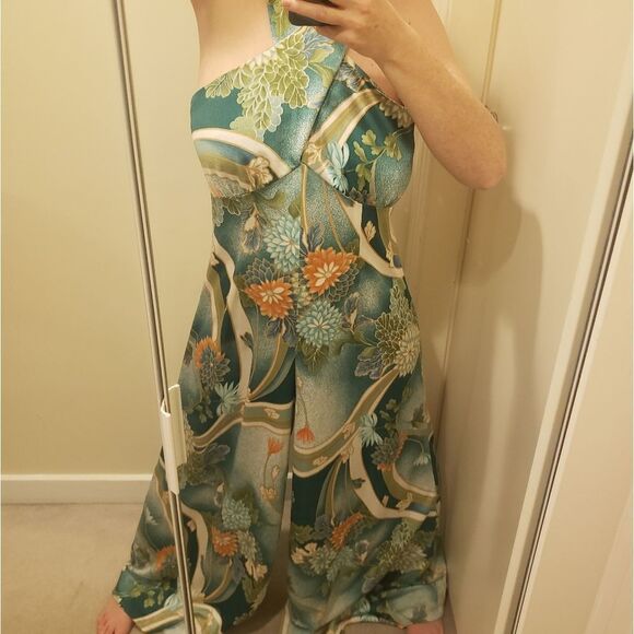 70s Hawaiian halter palazzo jumpsuit - Picture 9 of 10